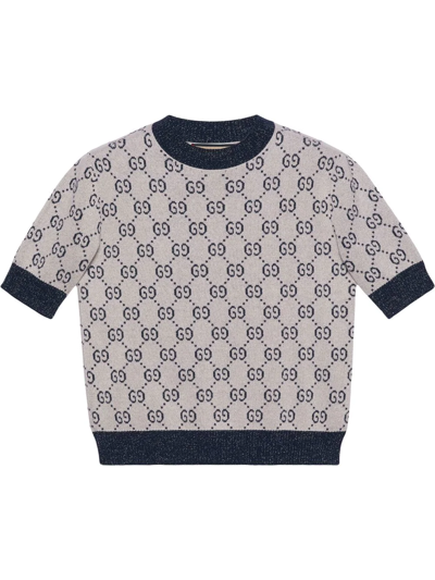 Gucci White Gg Jacquard Knit Sweater