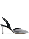 Ferragamo Ileen Crystal Embellished Slingback Pointed Toe Pump In Schwarz