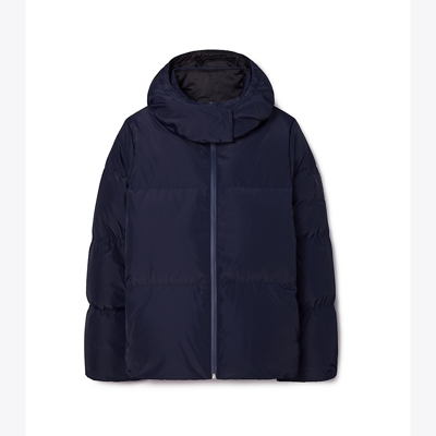 Tory Sport Tory Burch Color-block Hooded Down Jacket In Tory Navy