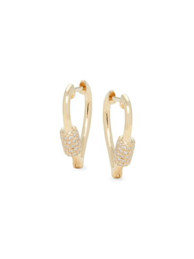 Saks Fifth Avenue Women's 14k Yellow Gold & 0.24 Tcw Diamond Heart Huggie Earrings