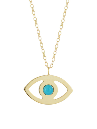 Saks Fifth Avenue Women's 14k Yellow Gold & Turquoise Evil Eye Pendant Necklace