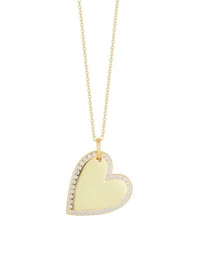 Chloe & Madison Women's 14k Goldplated Sterling Silver & Cubic Zirconia Heart Pendant Necklace