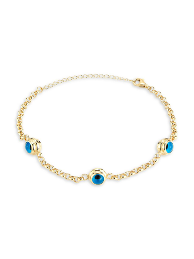 Chloe & Madison Women's 14k Goldplated Sterling Silver Evil Eye Station Bracelet