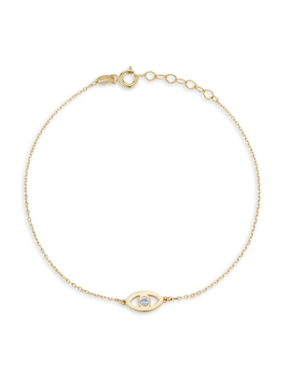 Saks Fifth Avenue Women's 14k Yellow Gold & 0.1 Tcw Diamond Evil Eye Bracelet
