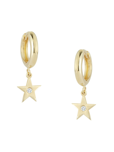 Saks Fifth Avenue Women's 14k Yellow Gold & 0.02 Tcw Diamond Star Huggie Earrings