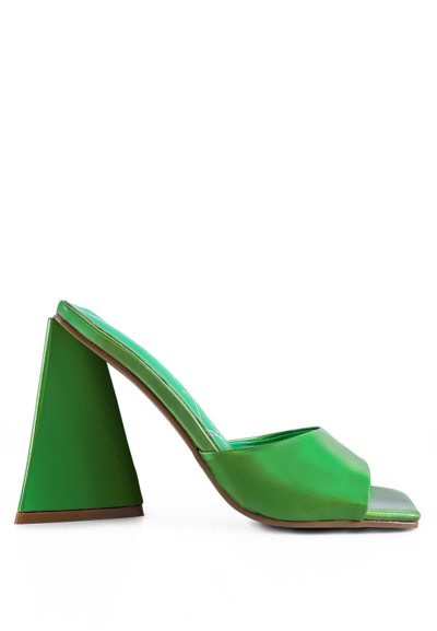 London Rag Lovebug Triangular Block Heel Sandals In Green