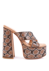 London Rag Sinful High Platform Patterned Diamante Slides In Gold