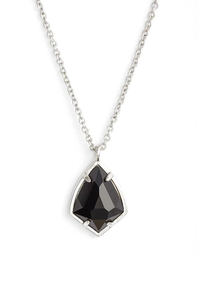Kendra Scott 'cory' Semiprecious Stone Pendant Necklace In Black/ Silver