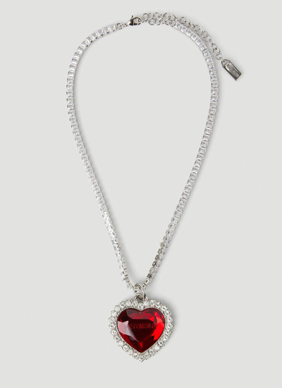 Vetements Crystal-embellished Heart-pendant Necklace In Red