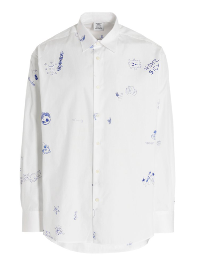 Vetements Scribbled Cotton Shirt In White