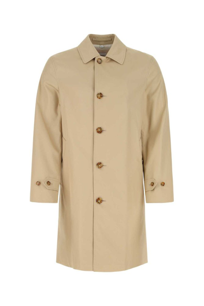 Burberry Cuff Tab Detailed Trench Coat In Beige