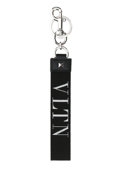 Valentino Garavani Rockstud Logo Detailed Keyring In Black