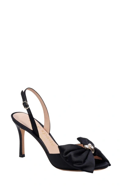 Kate Spade Happily Satin Bow Halter Sandals In Black