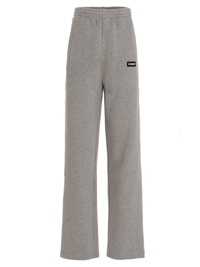 Vetements Logo-plaque Cotton-blend Track Pants In Grey
