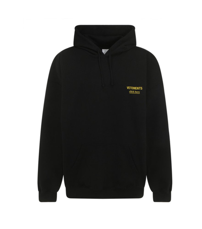Vetements Logo Cotton-blend Hoodie In Black/yellow