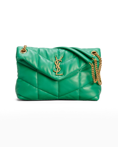 Saint Laurent Loulou Ysl Small Puffer Shoulder Bag In New Vert