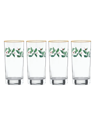 Lenox Holiday Decal Balloon Four-piece Highball Glass Set