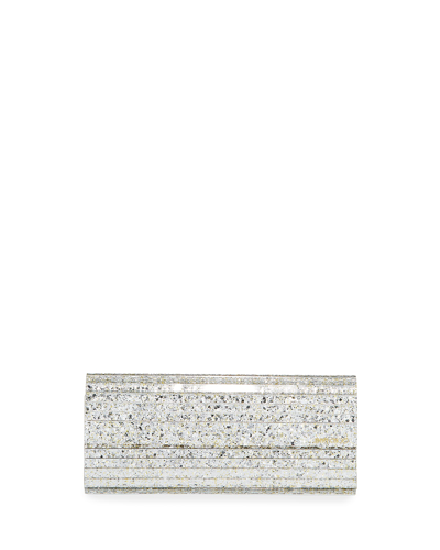 Jimmy Choo Sweetie Glittered Acrylic Clutch Bag In Champagne