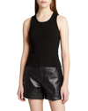 Agolde Poppy Ribbed Stretch Organic Cotton And Tencel-blend Jersey Tank In Black