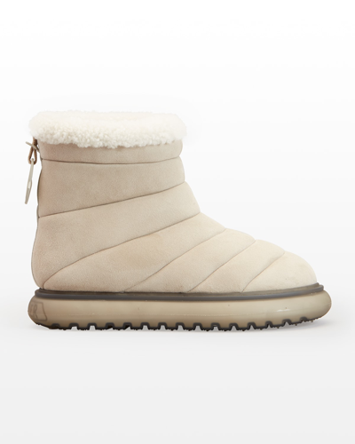 Moncler Hermosa Shearling-lined Suede Ankle Boots In Light Beige