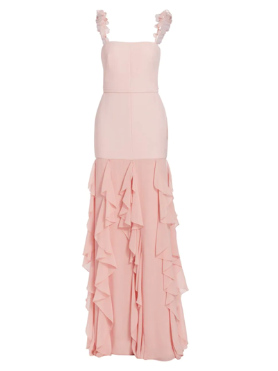 Vera Wang Bride Charlene Ruffle-embellished Gown In Pale Pink