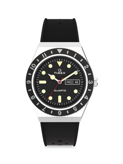 Timex Q Diver Sythentic Strap Watch In Black