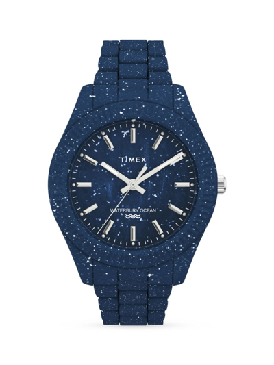 Timex Waterbury Traditional Ocean Recycled Plastic Bracelet Watch, 40mm In Blue