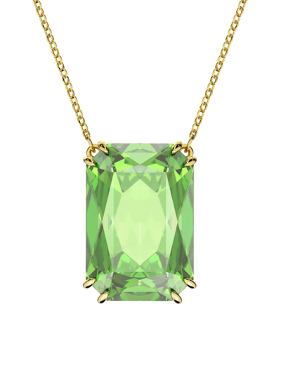 Swarovski Gold-tone Crystal Millenia Octagon Cut 29-1/2" Pendant Necklace In Green