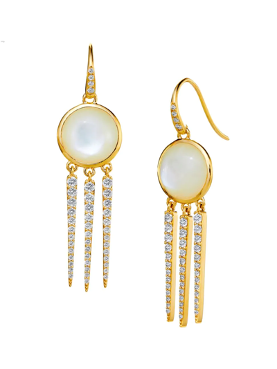 Syna Women's Mogul Chakra 18k Gold, Diamond & Mother-of-pearl Dreamcatcher Earrings