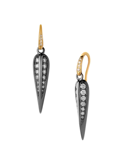 Syna Women's Jardin Sterling Silver, 18k Yellow Gold, & Diamond Leaf Drop Earrings
