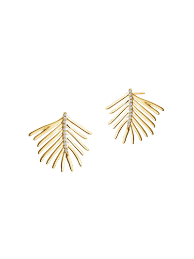 Syna 18k Yellow Gold Diamond Palm Leaf Stud Earrings