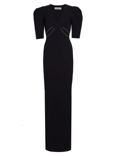 Chiara Boni La Petite Robe Castelo Puff-sleeve Cut-out Gown In Black