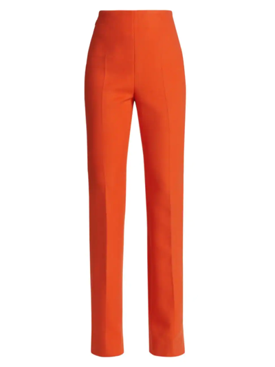 Akris Double-face Wool Boot-cut Pants In Poppy Red