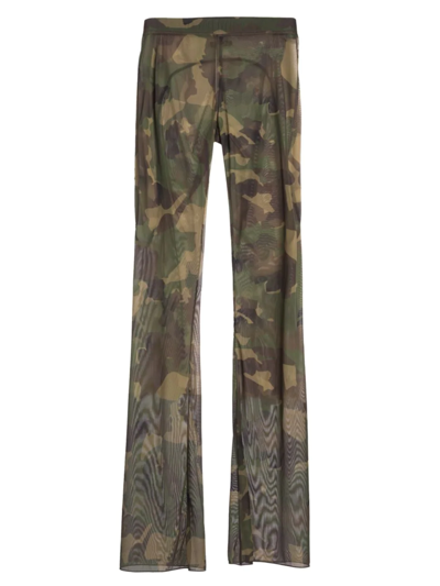 Heron Preston Sheer Mesh Camouflage Pants In Camo Green