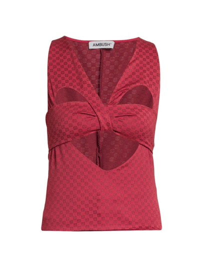 Ambush Mini Monogram Logo Heart Top In Red