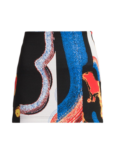 Ambush Abstract-print Canvas Miniskirt In Neutral