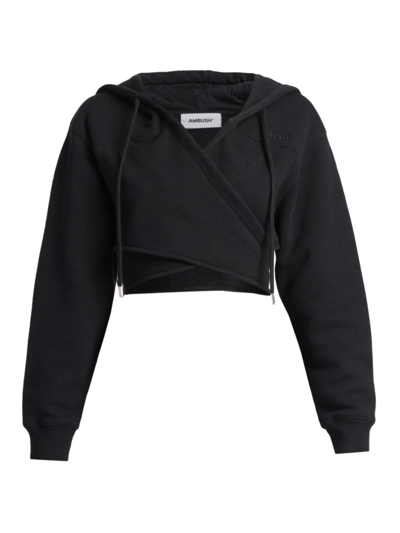 Ambush Embroidered Logo Cropped Hoodie In Black