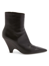 Bottega Veneta Point Leather Ankle Boots In Black
