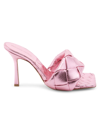 Bottega Veneta Lido Metallic Woven Mule Sandals In Azalea Pink