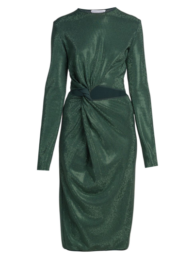 Bottega Veneta Hotfix Crystal-embellished Stretch-woven Midi Dress In Green