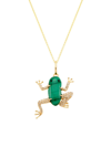 Nina Gilin Women's 14k Yellow Gold, Malachite, & Diamond Frog Pendant Necklace