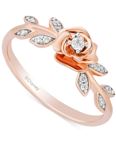 Enchanted Disney Fine Jewelry Diamond Belle Flower Ring (1/10 Ct. T.w.) In 14k Rose Gold