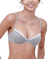 Skarlett Blue Women's Adorned Underwire Bra 324211 In Heather Grey/ivory