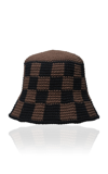 Memorial Day Checkered Cotton Bucket Hat In Brown