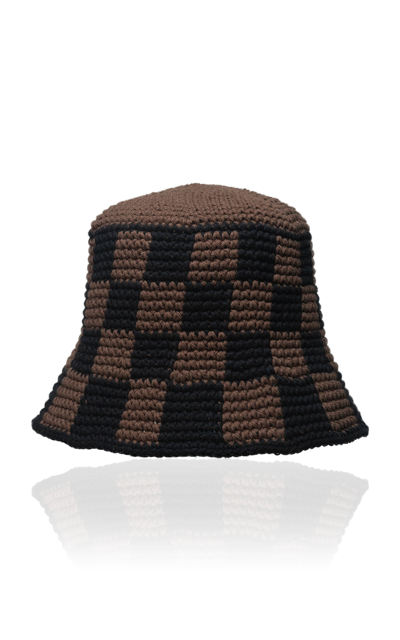 Memorial Day Women's Checkered Cotton Bucket Hat In Orange,brown