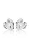 Oscar De La Renta Women's Large Crushed Heart Silver-tone Earrings