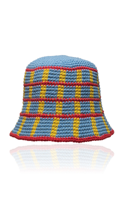 Memorial Day Plaid Crochet Bucket Hat In Blue
