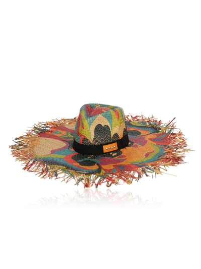 Etro Leather And Grosgrain-trimmed Printed Raffia Sunhat In Multi