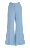 Oscar De La Renta Cotton-blend Tweed Flared Pants In Blue