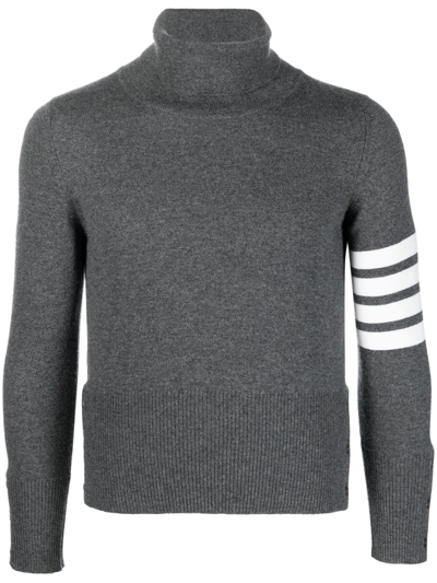 Thom Browne 4-bar Stripe Cashmere Turtleneck In Grey